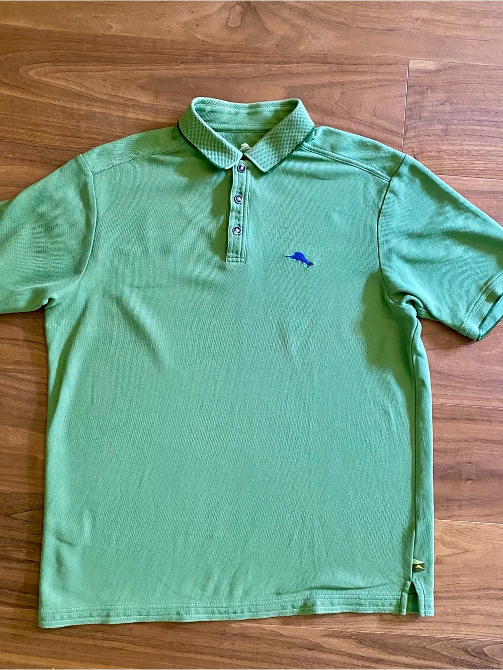 Men's Light Green Polo Shirt with Embroidered Blue Logo